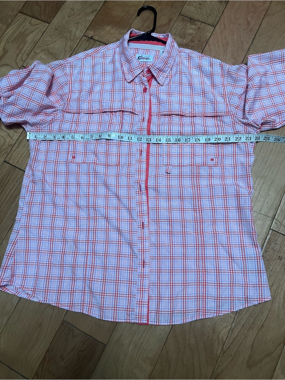 Bass Pro Shops Men's Coral Plaid Button-Down Shirt - Picture 3 of 4